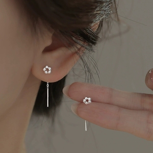 FY-EX23 orecchini a cerchio a fiori scintillanti in argento Sterling 925 unici Micro-set piccoli orecchini a fiori accessori. - Product Image 1