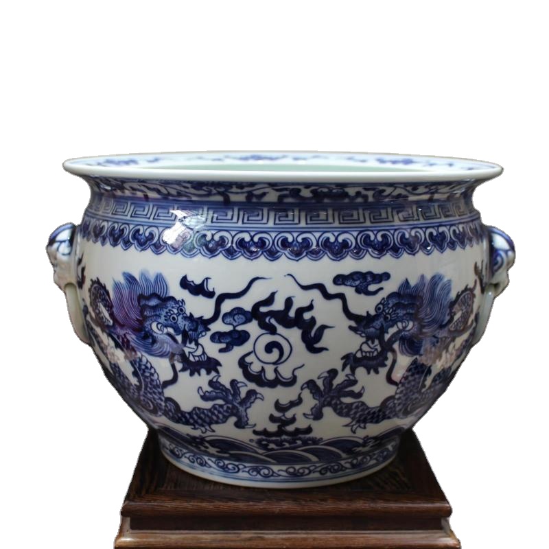 藍釉開片八方鉢 盆栽 多肉菖蒲盆栽 植木鉢  景德镇  装饰品 工艺品 置物 手工仿古蓝白陶瓷花盆老效果景德镇定制家居装饰图案花盆