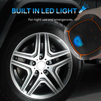 Compresseur d'air portable 12V ABS avec lumière d'urgence, 6 LED, jauge numérique 80 psi, design à bande rouge, autonomie de 30 minutes, certifié FCC