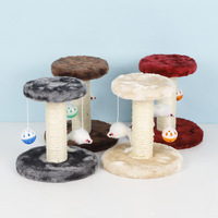 Plataforma de Juego para Gatos de Felpa, Rascador Grande de Doble Capa, Plataforma de Salto, Pelota Colgante, Poste Rascador Pequeño para Gatos, Juguete para Mascotas