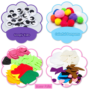 Marionnettes créatives en feutre pour enfants et adultes avec yeux écarquillés et pompons Storytelling Arts & Crafts - Product Image 6