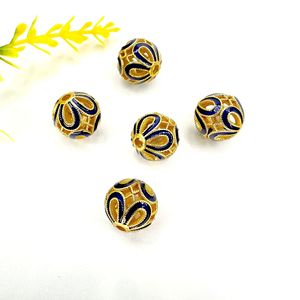 Traditional Chinese Cloisonn Enamel Round Beads 10mm Hollow-Out <b>Spacer</b> For DIY Jewelry Making Bracelet Necklace Accessories - Product Image 2