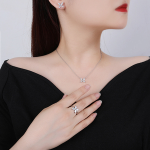 <span class=keywords><strong>Set</strong></span> di Anello, Collana e Orecchini a Farfalla in Argento Sterling 925 con Zirconi, Gioielli Trendy da Sposa, Regalo per Donne, Moda per Matrimoni e Feste - Product Image 6