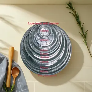 Padella per Pizza profonda da 9 pollici con coperchio in carta stampata personalizzata per contenitori in alluminio resistente per la ristorazione di cibi caldi