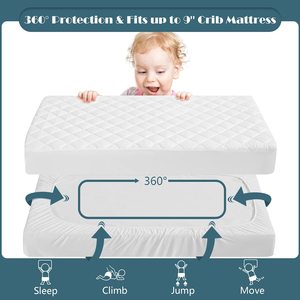Premium Hypoallergenic Unbleached Bamboo Terry <strong>Quilted</strong> <strong>Baby</strong> Crib Waterproof Mattress Cover <strong>Baby</strong> <strong>Cot</strong> Protector With TPU - Product Image 5