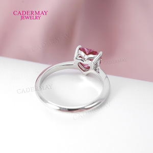 Cadermay Moissanite Heart Ring 8x8mm S925 Silver Engagement Ring For Women - Product Image 4