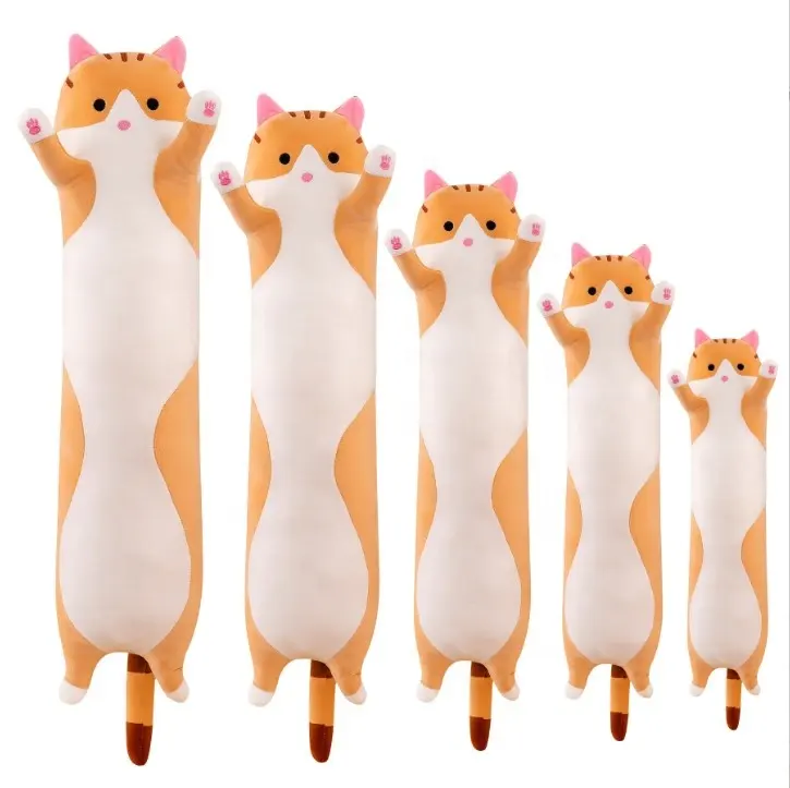 Cute Plush Cat Doll Cat Plush Pillow Doll Toy Soft Cat Stuffed Animals Long Pillow Toy Kitten Body Pillow Gift