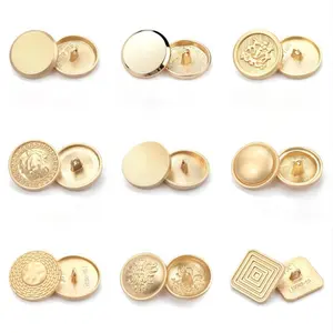 Liga de zinco banhado a ouro logotipo personalizado luxo Shank botão brilhante para mulheres