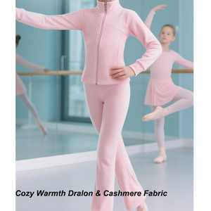 Vêtements <span class=keywords><strong>de</strong></span> danse chauds pour filles, <span class=keywords><strong>tenue</strong></span> <span class=keywords><strong>de</strong></span> yoga douce en 2 pièces, haut à manches longues ajusté et pantalon évasé pour le ballet, la <span class=keywords><strong>gym</strong></span> et les tenues décontractées - Product Image 1