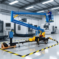 Plataforma Elevatória Articulada Rebocável Hidráulica de 14m para Trilho, Tipo Cherry Picker, para Uso Off-Road