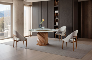 Modern Luxury Natural <strong>Oak</strong> Modern Home Furniture Room Metal Base Round Wood <strong>Dining</strong> Tables Round <strong>Dining</strong> Table <strong>Set</strong> <strong>4</strong> <strong>Chairs</strong> - Product Image 3