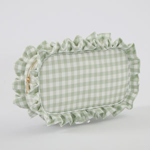 مخزون keymul النعناع S <span class=keywords><strong>M</strong></span> L XL جينغهام مع سحاب إغلاق شخصية السفر سحاب الحقيبة الهدايا لها منقوشة حقيبة مكياج تكدرت - Product Image 4