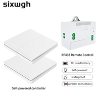 SIXWGH auto-alimenté 1/2gang télécommande sans fil panneau de commutateur mural étanche 10A interrupteur de lumière bouton poussoir pas de batterie