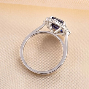 Anelli di Zirconia cubici di cristallo blu moderno CAOSHI per festa nuziale in argento placcato grande gioiello di moda con pietre preziose anelli CZ - Product Image 5