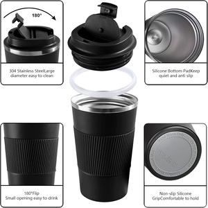 Mug de voyage isotherme anti-fuite et anti-déversement, portable pour le camping, en acier inoxydable, gobelet à café réutilisable - Product Image 2