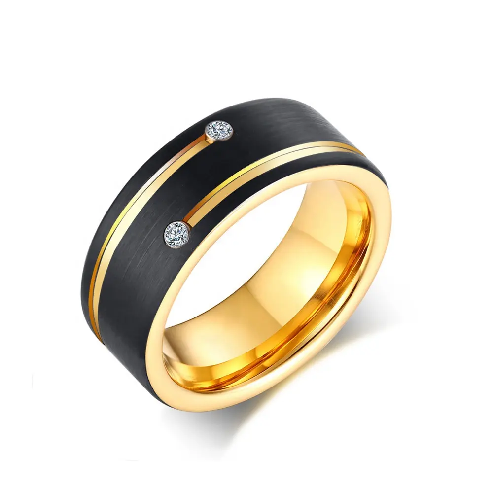 Anéis para homens 8mm de tungstênio, anéis de fibra de carbono polido cúbico
