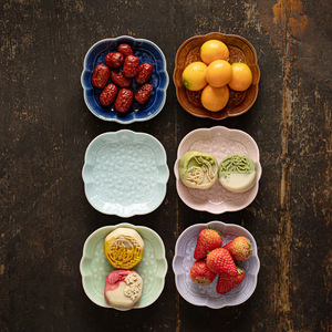 Plat à fruits en céramique en forme de fleur, en porcelaine, nouveau style chinois, assiette à dessert de mariage, petit plat à fruits Wanfu - Product Image 2