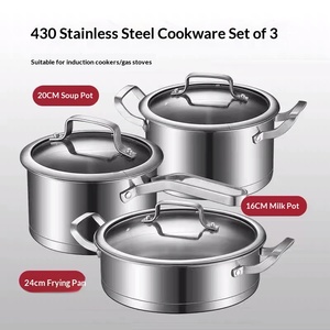 Juego de Ollas y Sartenes de Acero Inoxidable Triple de Grado Alimenticio para Cocina, Olla para Sopa, Olla para Leche, Sartén - Product Image 3