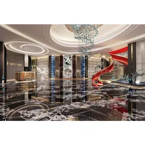 High Grade 120x120cm Black Floor Tiles Big Size Porcelain Slab Tile For Living Room Bathroom Hotel Project