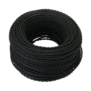 2*0,75 черный витой плетеный кабель, электрический провод, декоративный текстильный кабель для лампочек