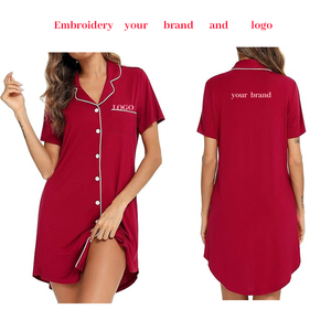 ODM personalizzato ricamo logo pigiama <span class=keywords><strong>camicia</strong></span> <span class=keywords><strong>da</strong></span> <span class=keywords><strong>notte</strong></span> per le donne breve/<span class=keywords><strong>manica</strong></span> lunga <span class=keywords><strong>con</strong></span> <span class=keywords><strong>bottoni</strong></span> verso il basso <span class=keywords><strong>camicia</strong></span> <span class=keywords><strong>da</strong></span> <span class=keywords><strong>notte</strong></span> infermiera dormiente - Product Image 1