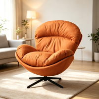 Fauteuil à bascule pivotant moderne et minimaliste en métal avec accoudoirs, chaise de loisirs de luxe léger pour salon, chambre et balcon