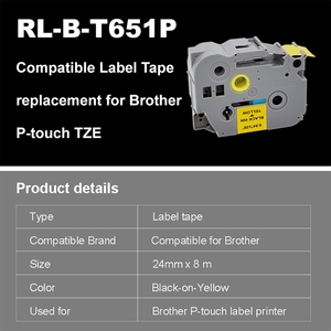 Cinta laminada negra sobre amarilla de 24 mm TZ651 TZe-651 para la impresora de etiquetas <span class=keywords><strong>Brother</strong></span> PT-520/530 PT-101 - Product Image 2