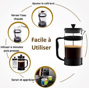 Sample 600ml 800ml 1000ml Low Price Dropshipping Eco-Friendly Modern Stainless Steel <b>Double</b> <b>Wall</b> Borosilicate Glass Coffee Maker - Product Image 3