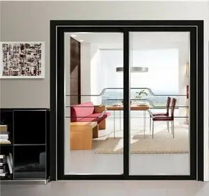 Moderno appartamento interno nero industriale Studio vetro trasparente porta in alluminio doppio interno metallo porte in vetro francese