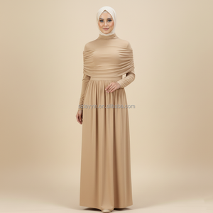 Sıcak tatil lüks keten pamuk Modal düz renk tek parça sonbahar kışlık kıyafet Dubai müslüman kadınlar Abaya LAyyin - Product Image 1