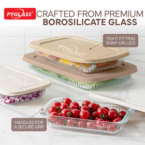 Bandejas para Hornear de Vidrio Resistente al Calor con Diseño Acanalado Pyglass, <span class=keywords><strong>Bandeja</strong></span> para Hornear de Vidrio con Tapa de PE - Product Image 4