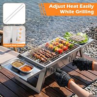 Barbecue portable pliable en acier inoxydable avec sac de transport et gants de barbecue pour le camping en plein air