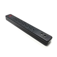 Multiprise 6 prises avec protection contre les surtensions, 2 ports USB, interrupteur de protection contre les surcharges, rallonge PDU, prise de courant de bureau