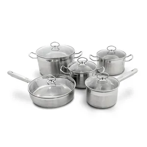 10 Cái Uy Tín Thép Không Gỉ Cookware Set Casseroles Nấu Ăn Nồi Đối Lưu Lò Biryani