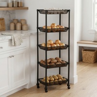 Chariot de rangement roulant à 5 niveaux, chariot utilitaire, étagère de rangement mobile à roulettes pour cuisine, salle de bain