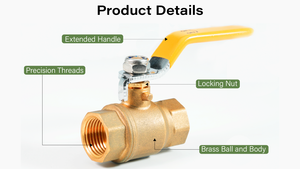 Bornic katup kuningan 25mm, katup bola tekanan tinggi badan kuning 2 inci dengan pegangan panjang merah untuk pabrik air OEM - Product Image 5