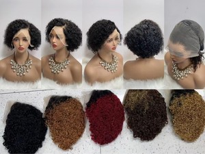 วิกผมทรงพิกซี่คัทแบบผูกเชือกด้านหน้า 13x4 |   ผมเรมี่บราซิล 99J ผสมสี |   แสกข้างสั้นและผ้าลูกไม้โปร่งใส - Product Image 6