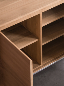 Aparador Minimalista de Madera de Teca Africana para Sala de Estar con 5+ Cajones y Compartimentos, Mueble Ahorrador de Espacio para Apartamentos y Hoteles - Product Image 4