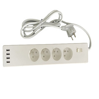 Stop Kontak Pintar WiFi Standar Prancis dengan Remote Control, 4 Soket, 4 Port USB, Pelindung Lonjakan Arus, Berperingkat IP53, Garansi 2 Tahun
