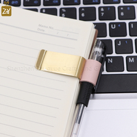 Clip à stylo en cuir PU fait main, clip à stylo en métal, porte-stylo en acier inoxydable, porte-papier pour carnet, cadeaux de bureau pour les enseignants
