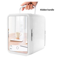 Mini refrigerador portátil de 4L con espejo de maquillaje y luz LED, enfriador eléctrico para camping, nevera de 12V para caravanas.