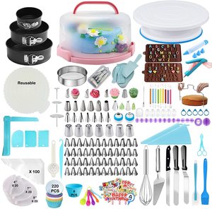 Xnmaysun Upgrade 599 pièces ensemble de plateau tournant avec boîte à gâteau outil de tuyauterie ensemble de décoration de fondant - Product Image 1