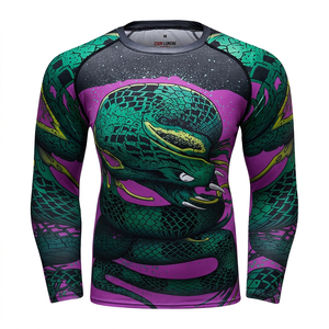 เสื้อรัดกล้ามเนื้อแขนยาวสำหรับผู้ชาย COOYLUNDIN สำหรับ MMA BJJ พิมพ์ลายแบบ Heat-Transfer สีสันตามสั่ง น้ำหนัก 220 กรัม แห้งเร็ว ไร้ตะเข็บ สำหรับเล่นกีฬา - Product Image 4