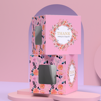 Boîte d'emballage de tasses avec conception de logo personnalisée boîte d'emballage de tasses d'assiettes de fleurs roses avec fenêtre boîte d'emballage de papier de tasse de thé ensembles de thé