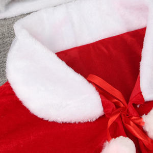 Navidad terciopelo rojo borde peludo con capucha Cappa etapa niños capa nuevo Papá Noel niños Cosplay chico ropa niñas con sombrero - Product Image 6