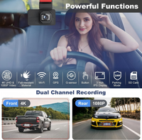 Caméra de tableau de bord double 4K+1080P WiFi GPS avant et arrière avec écran IPS 3.0 pouces, ADAS, vision nocturne et moniteur de stationnement – Offre Spéciale