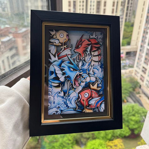 Novedad al por mayor: Marco de fotos 3D tallado multicapa de <span class=keywords><strong>papel</strong></span> con diseño de anime, pintura decorativa para el hogar, adorno de Pokémon, <span class=keywords><strong>manualidades</strong></span> de <span class=keywords><strong>papel</strong></span>. - Product Image 2