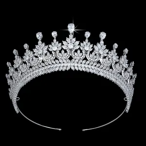 Tiara dan Mahkota Grosir Aksesoris Rambut Pengantin Desain Trendi CZ Mahkota Pesta Pernikahan dengan Kualitas Tinggi BC5382 Haar Sieraden