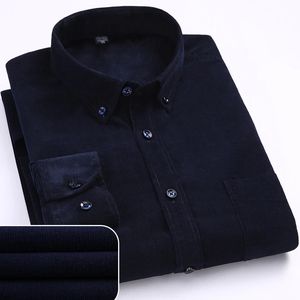 Botón personalizado hasta otoño/invierno cálido calidad 100% algodón PANA manga larga botón cuello elegante camisas casuales para hombres - Product Image 6