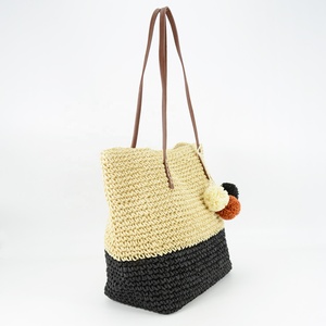 Bolso de mano de playa con cuentas de madera Retro para mujer, bolso de hombro abierto de verano grande, Correa OEM importado, tejido de paja, tendencia de moda para niñas - Product Image 2